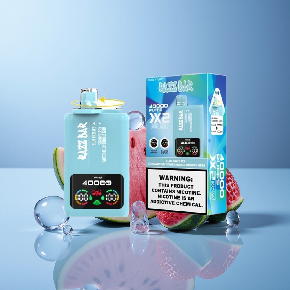 Razz Bar 40000 Mavi Ahududu Buz-Çilek Karpuz Aromalı Sakız Tip-C Portlu