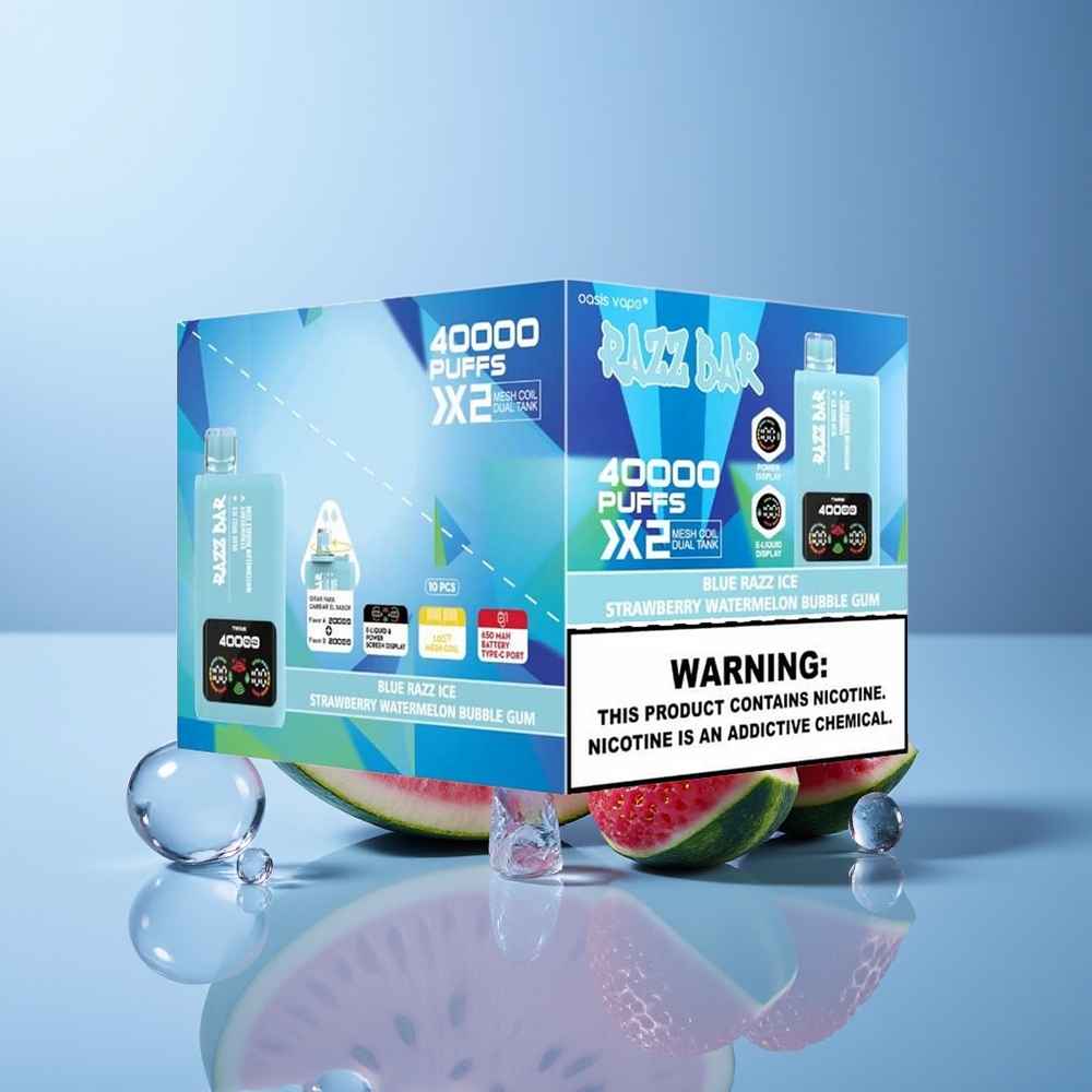 Razz Bar 40000 Mavi Ahududu Buz-Çilek Karpuz Aromalı Sakız Tip-C Portlu