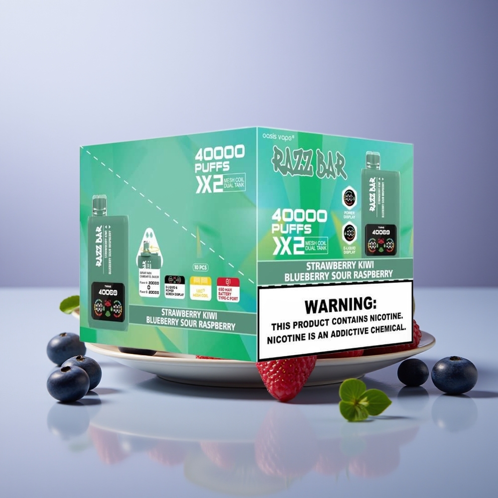 Razz Bar 40000 Çilek Kivi - Yaban Mersini Ekşi Ahududu Tip-C Port